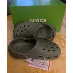 NIB Moss Green CROCS Classic Clog K Mules Slide-On Sandals Kids J6 Womens 8